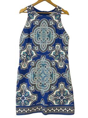 CB Established 1962 Blue Medallion Print Sleeveless Shift Dress